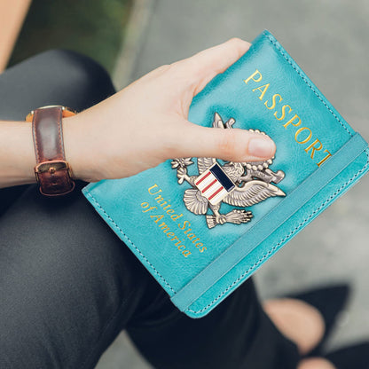 FACATH Passport Cover Case, Holder, Protector Travel Covers Wallet Case RFID Blocking Leather Card Case, Document Organizer (Sky Blue)