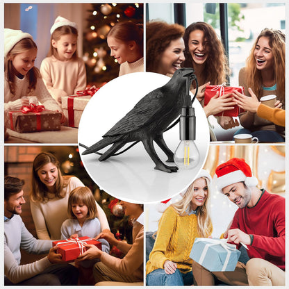 Crow Lamp, Raven Table Lamp with Bulb, Bird Desk Lamps, Gothic Home Decor Crow Light, Raven Lamp for Bedside Bedroom Living Room Decor