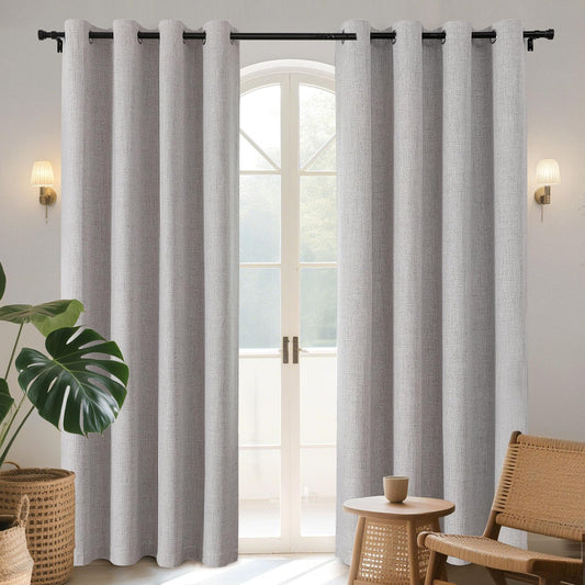 Joydeco 100% Blackout Curtains 84 Inch Length 2 Panels Set, Room Darkening Curtains for Bedroom, Grommets 100% Black Out Textured Thermal Light Blocking Drapes Privacy Protection, 52W x 84L Inch