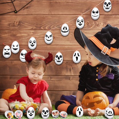 72 Pieces Halloween Skull Eggs Halloween Easter Plastic Eggs Halloween Eggs Plastic Fillable Scavenger Hunt for Trick or Treating Candy Box Mini Halloween Eggs for Halloween Party Supplies