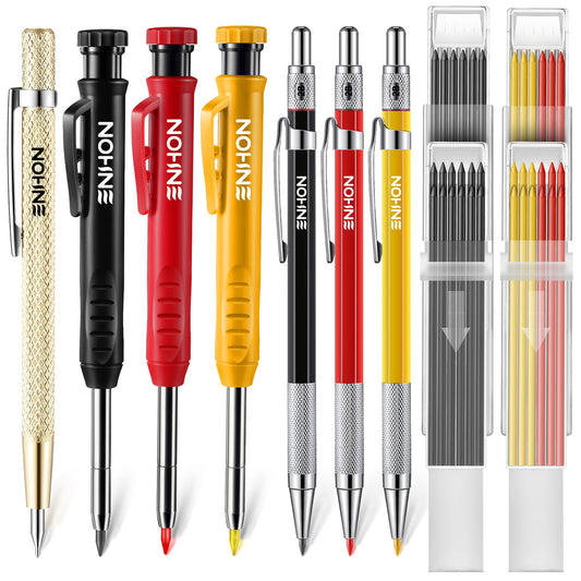 6 Pack Carpenter Pencil with Sharpener, Mechanical Carpenter Pencils with 36 Refills, Heavy Duty Construction Pencil Woodworking Tools for Architect Marking