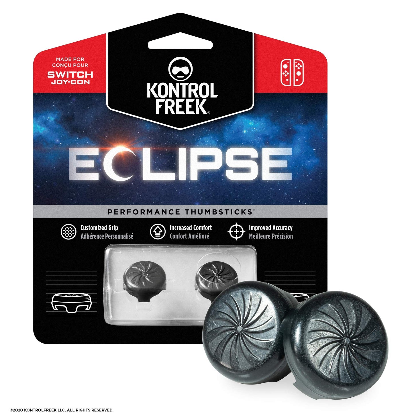 KontrolFreek Eclipse for Nintendo Switch Joy-Con and Switch Lite | 2 Performance Thumbsticks | 2 Low-Rise Convex | Black