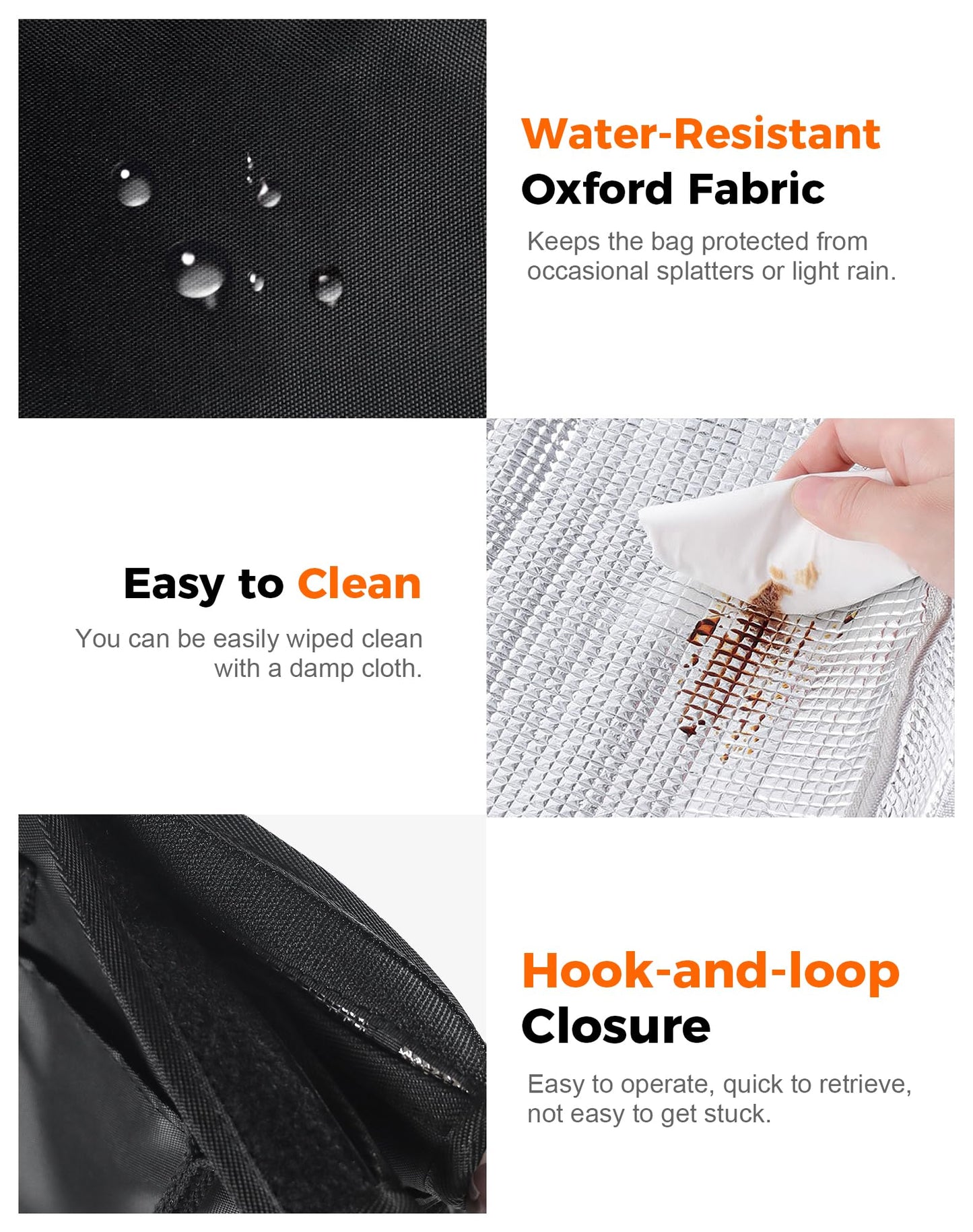 Fmeida Insulated Lunch Bag Women Men, 9L Large Lunch Bags with Multiple Pockets, Reusable Thermal Cooler Tote for Work, Office, Picnic, Travel | Hook and Loop Closure, Black