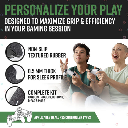 Dragon Grips PS5 Controller Grip, 22 Pcs Black Textured Non-Slip Rubber PS5 Controller Grips Stickers, Perfectly Fit to Any Handles, Trigger Buttons & D-pad, Sweat Resistant to Enhance Gaming Control