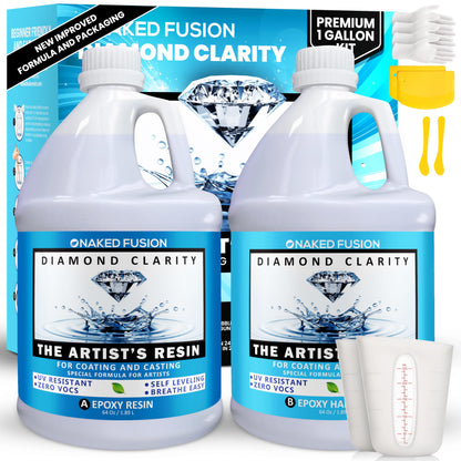 Epoxy Resin Art Resin Crystal Clear Formula- The Artist's Resin for Coating, Casting, Resin Art, Geodes, Tabletop, Bar Top, Live Edge Tables, River Tables- Non-Toxic -1 Gallon Kit