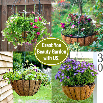 Legigo 6 Pack 14 Inch Hanging Basket Coco Liners Replacement, 100% Natural Round Coconut Coco Fiber Planter Basket Liners for Hanging Basket Flowers/Vegetables