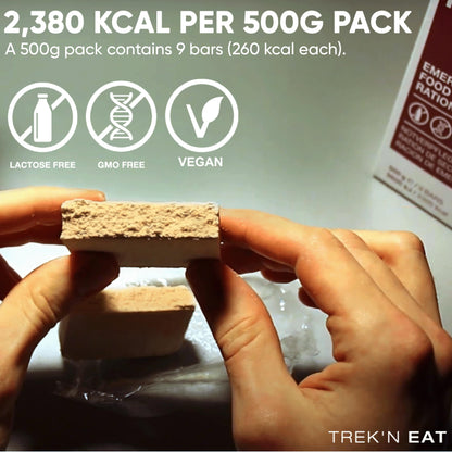 Katadyn NRG-5 Emergency Food Ration 500g Pack of 1 (9 Bars) Ready to Eat 2380 kcal, Vegan, Lactose-Free, GMO-Free | Long-Term Survival, Emergency Preparedness and Outdoor Adventure Food Bar