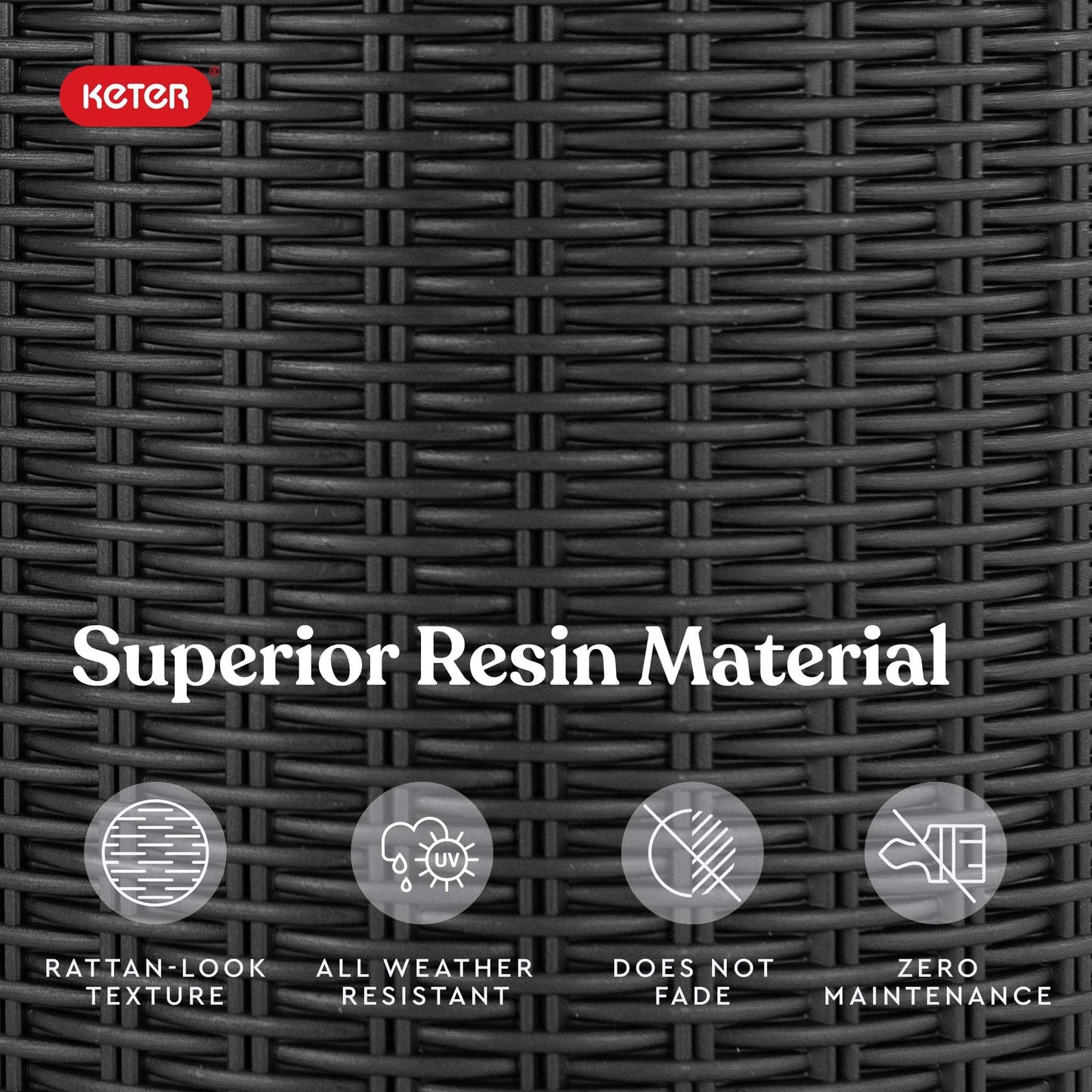 Keter Resin Rattan Set of 2 Round Hanging Planter Baskets for Indoor and Outdoor Plants-Perfect for Porches and Patio Decor, Graphite