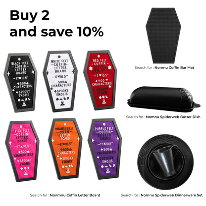 Coffin Letter Board Black +3D Bat Stickers +650 Characters, Spooky & Seasonal Emojis, Wooden Stand - 17x10.5 Inches - Coffin Shaped Goth Decor Sign Witchy Halloween Decorations Gothic Decor Birthday Wedding Home Spooky Gifts