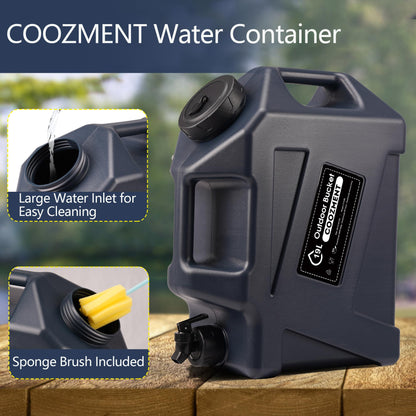 COOZMENT 5 Gallon (19L) Portable Water Containers with Spigot, BPA Free Water Jug, Blue Gray Water Tank, Multifunction Water Storage Containers for Camping Outdoor Hiking,Emergency Stroage