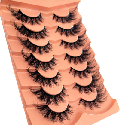 False Eyelashes Strip Lashes Wispy Yasnai Cat Eye Lash Fake Eyelash Natural Look Volume 18mm Mink Fluffy Fox Eyelashes 7 Pairs Pack 9D