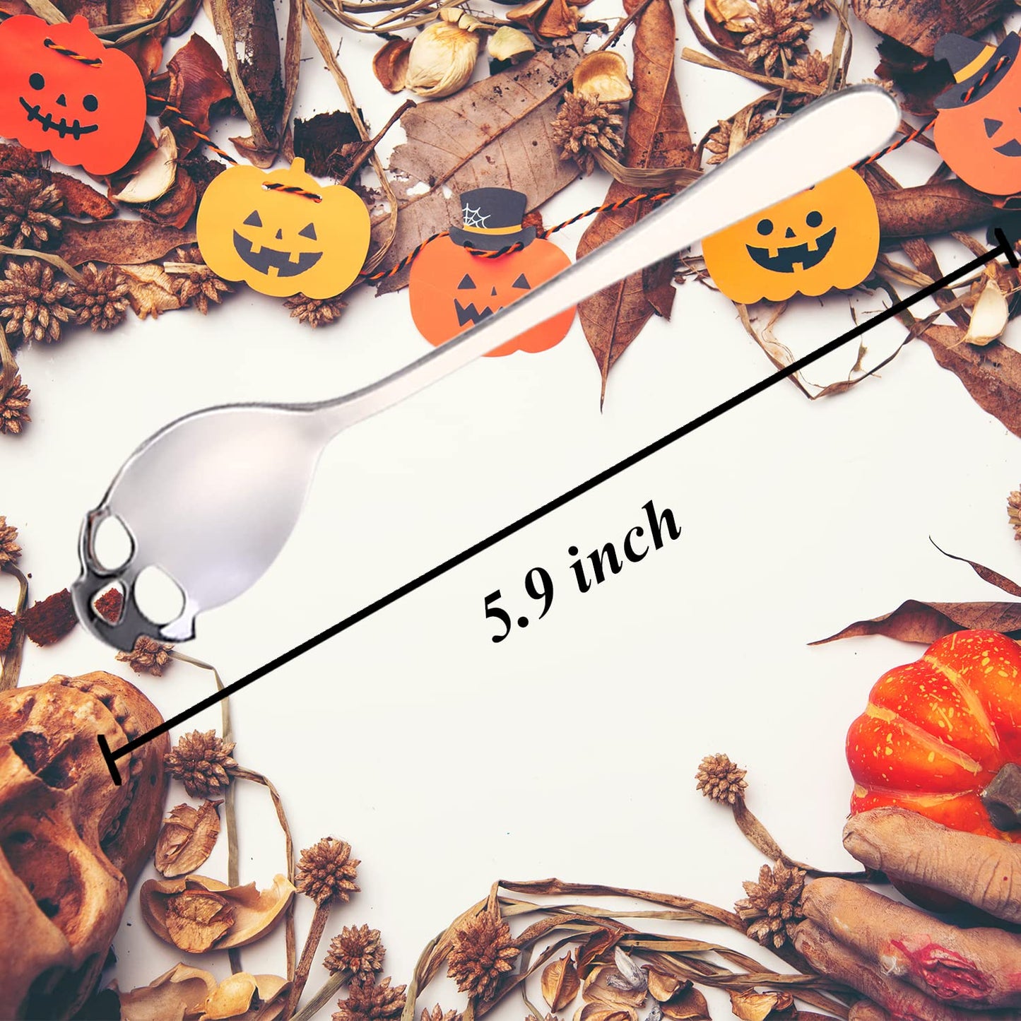 304 Stainless Steel Sugar Tea Skull Spoons, Coffee Stirring Slotted Metal Spoon, Espresso Spoons for Dessert, Cake (Set of 4 Mixed colors)