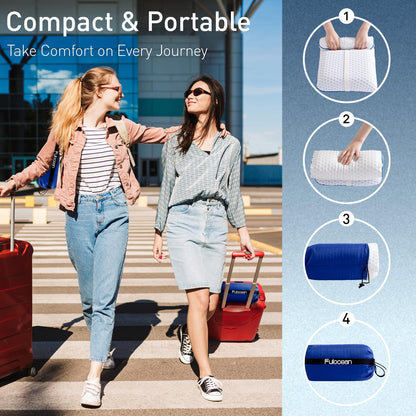 Cooling Travel & Camping Memory Foam Pillow for Sleeping,Contoured Support Medium Firm Small Travel Pillows for Airplanes & Backpacking Car Toddler Kids Compact Lightweight, Breathable Washable Cover