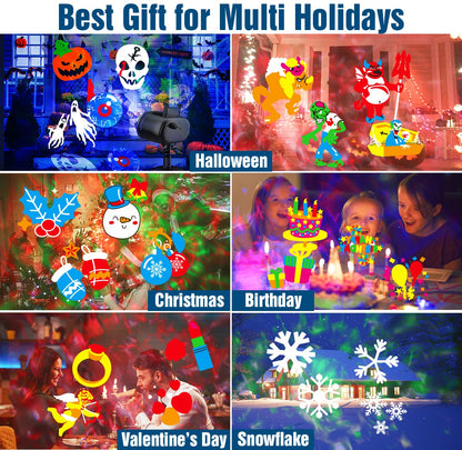 Halloween Decorations Projector Lights,Outdoor Christmas Holiday Projector with Remote Control Timer, 26 HD Effects (3D Ocean Wave & Patterns) Waterproof Landscape for Halloween Party Decorations