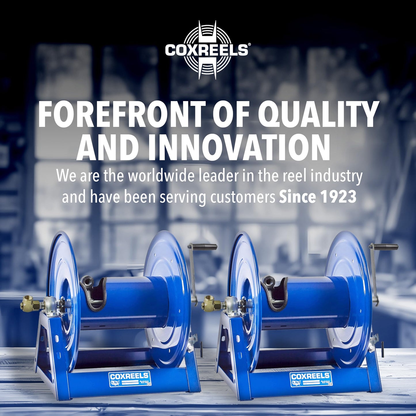 Coxreels 112-3-100 Hand Crank Hose Reel - Heavy-Duty Steel Frame for Stability - Adjustable Tension Brake for Controlled Operation- Fits 3/8 x 100 ft Hose - 12 x 18.25 x 13 inches