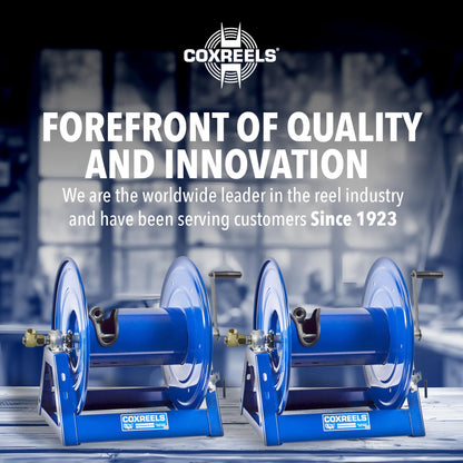 Coxreels 112-3-100 Hand Crank Hose Reel - Heavy-Duty Steel Frame for Stability - Adjustable Tension Brake for Controlled Operation- Fits 3/8 x 100 ft Hose - 12 x 18.25 x 13 inches