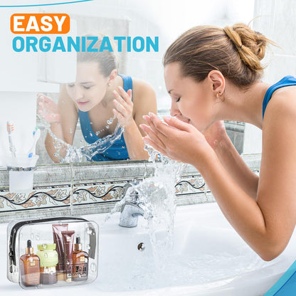 EASYFUN Toiletry Bag 2pcs TSA Approved Travel Clear Toiletry Bag for Men and Women Travel Accessories Quart Size Toiletries Cosmetic Pouch Makeup Bags