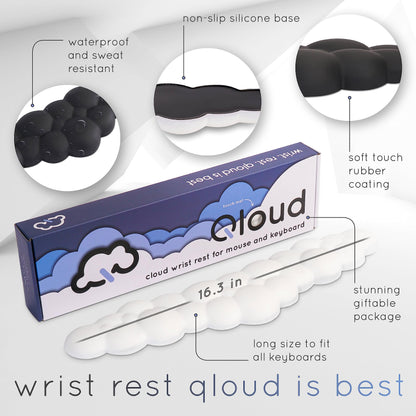 Create-ables Qloud Cloud Wrist Rest Keyboard Wrist Rest for Computer Keyboard Pad, Cloud Keyboard Wrist Rest, Wrist Pad for Keyboard, Memory Foam, Non Slip Base, Comes with Mouse Pad - White