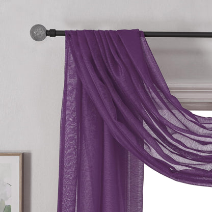 DONREN Royal Purple Window Scarf for Background - Luxury Soft Sheer Scarf Add to Window Curtains for Enhanced Effect (52 by 216 Inch,1 Pack)