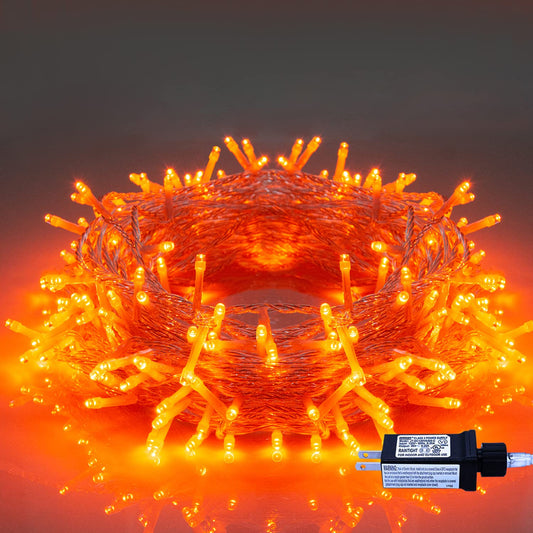Halloween String Lights Orange - 220 LEDs 25m/82ft 8 Modes Memory Function End-to-End Plug in Outdoor Waterproof Fairy Twinkle Indoor Fall Tree Lights for Autumn/Thanksgiving Day/All Saints' Day/Yard