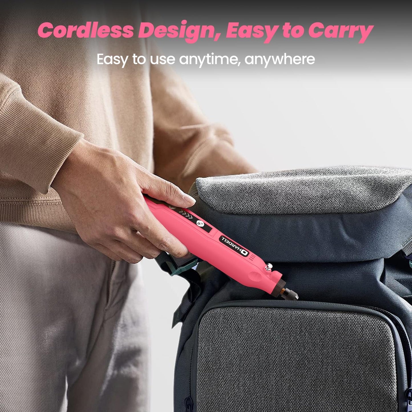 HARDELL Mini Cordless Rotary Tool, 5-Speed 3.7V rechargeable Kit with 69 Accessories, USB Charging Multi-Purpose Power Tool for Sanding, Polishing, Drilling, Etching, Engraving, DIY Crafts