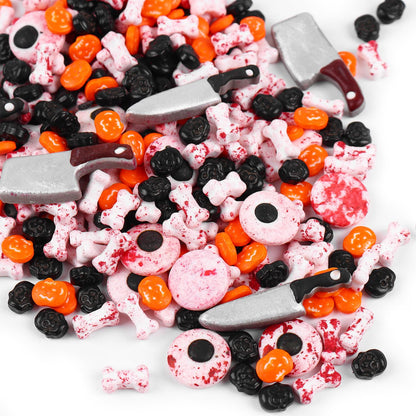 Halloween Sprinkles for Cake Decorations 4.2oz, Edible Bloody Eyeballs Candy, Knife, Blood Dog Bones, Sprinkles for Cupcake Topper, Ice Cream, Candy, Cookie for Halloween Dessert