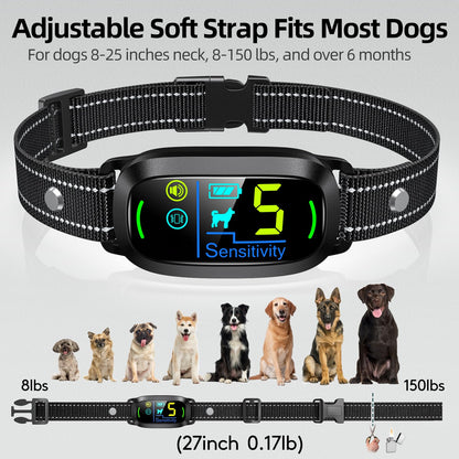 FAFAFROG Dog Bark Collar for Large Medium Small Dogs, Rechargeable Smart Bark Collar, Anti Barking Training Collar with 5 Adjustable Sensitivity Beep Vibration (Black)