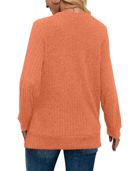 Halloween Sweaters for Women Trendy 2025 V Neck Long Sleeve Thanksgiving Shirts Casual Fall Fashion Tops Pumpkin L