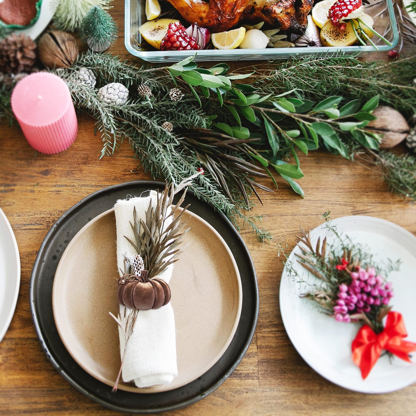 Halloween Napkin Rings Set of 8 Fall Harvest Thanksgiving Pumpkin Napkin Holders Holiday Wedding Dinner Parties Home Table Decoration