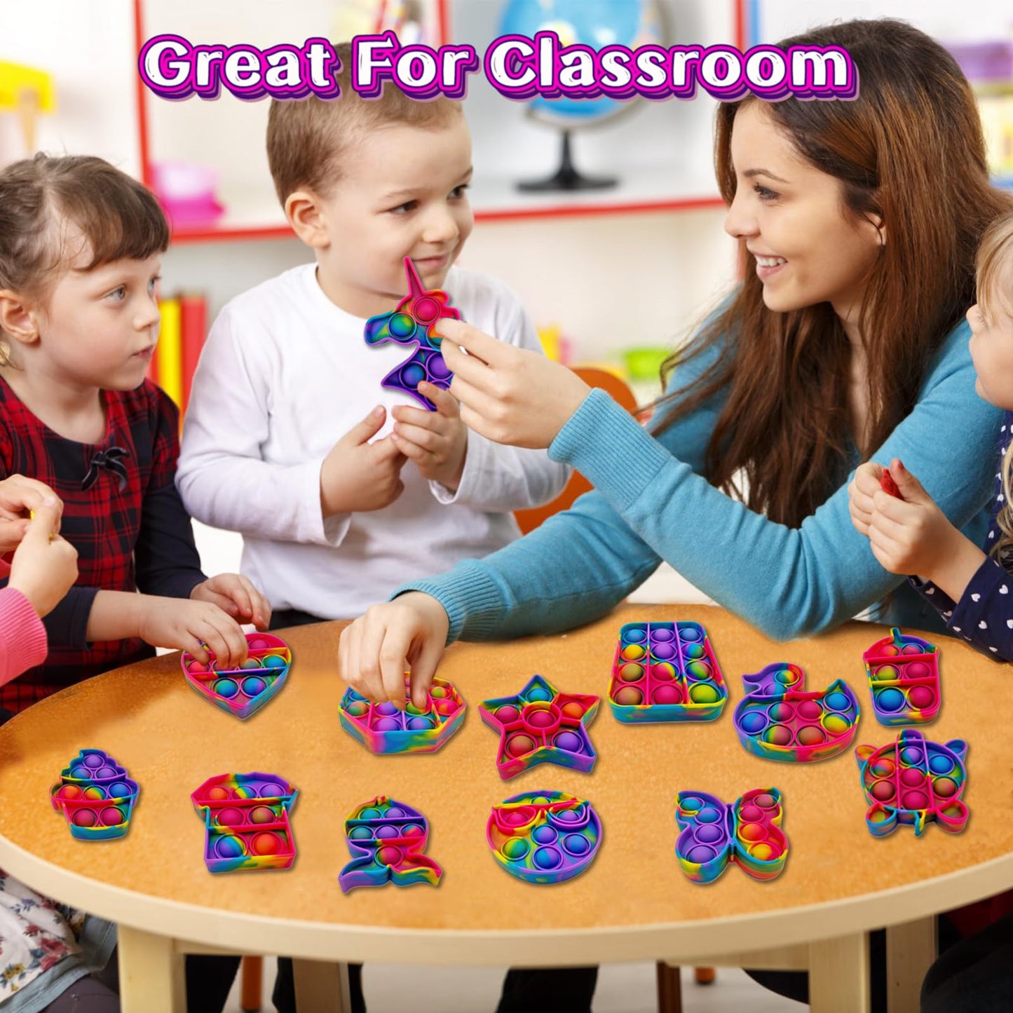 14 Pack Pop Fidget Sensory Toys Party Favors for Kids 4-8 8-12 Year Boy Girl Mini Fidget Toy Bulk Bubbles Popper for Holloween Goodie Bag Stuffers Stress Toy for Birthday Classroom Prizes Toddler Toy