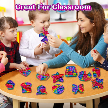 14 Pack Pop Fidget Sensory Toys Party Favors for Kids 4-8 8-12 Year Boy Girl Mini Fidget Toy Bulk Bubbles Popper for Holloween Goodie Bag Stuffers Stress Toy for Birthday Classroom Prizes Toddler Toy