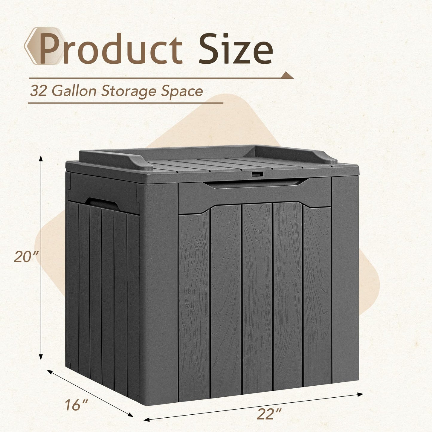 Flamaker Deck Box 31 Gallon Waterproof Resin Storage Box with Lid Indoor Outdoor Delivery Box Storage Bin for Patio Cushions (Grey)