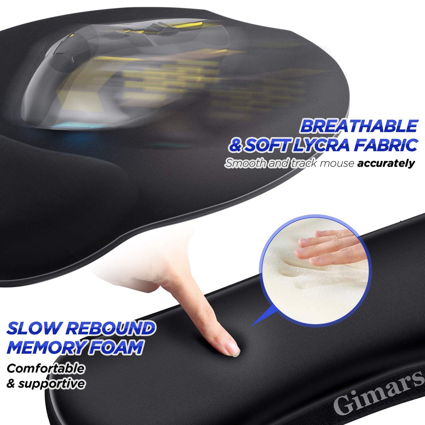 Gimars Upgrade Enlarge Superfine Fibre Soft Smooth Gel Ergonomic Mouse Pad Wrist Support and Keyboard Wrist Rest for Computer, Laptop, Mac, Gaming and Office, Durable, Comfortable and Pain Relief