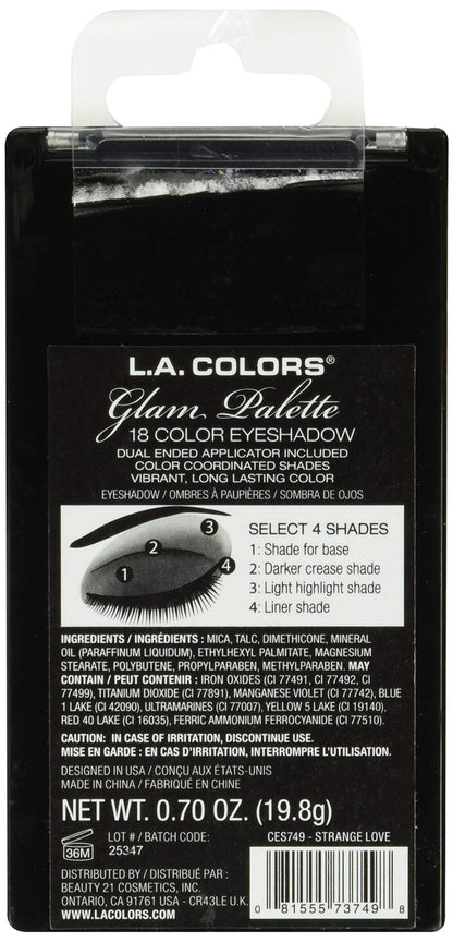 L.A. COLORS 8 Color Eyeshadow Palette, 0.70 Oz, Strange Love, 1 Count