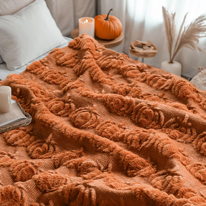 Horaldaily Fall Blanket Throw, Rust Red Pumpkin Autumn Harvest Soft Fuzzy Plush Faux Fur Cozy Blankets for Couch Sofa Bed Lounging, Ideal Gifts for Kids Adults Wife Self, 50x60