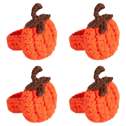 D-buy Set of 4 Pumpkin Napkin Rings, Fall Napkin Rings Thanksgiving Halloween Napkin Ring Holder, Handcrafted Crochet Napkin Holders for Thanksgiving Dinner Table Décor (4, Orange)