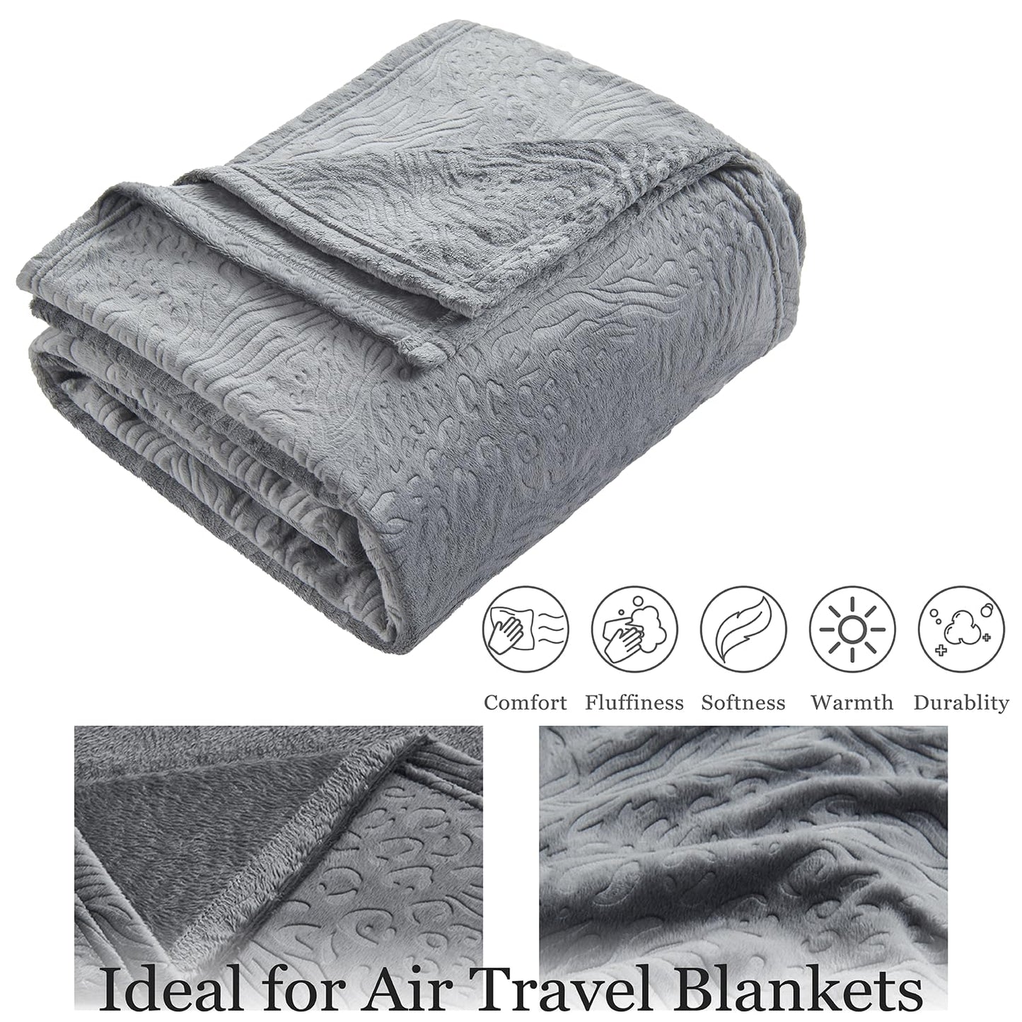 Commollis 2-in-1 Travel Blanket & Pillow for Airplane, Car, Train - Warm Compact Flight Blanket with Luggage Strap & Backpack Clip, Machine Washable, All-Season Use