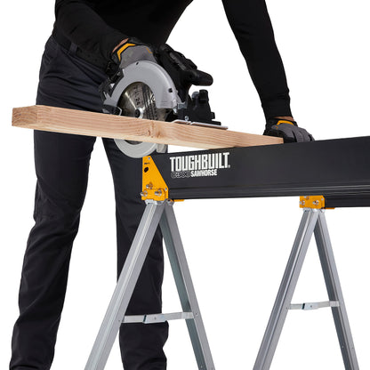 ToughBuilt - Folding Sawhorses/Jobsite Table - Sturdy, Durable, Lightweight, Heavy-Duty, 100% High Grade Steel, 1100lb Capacity, Easy Carry Handle - (TB-C300-2) - 2 Pack