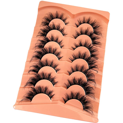 False Eyelashes Strip Lashes Wispy Yasnai Cat Eye Lash Fake Eyelash Natural Look Volume 18mm Mink Fluffy Fox Eyelashes 7 Pairs Pack 9D