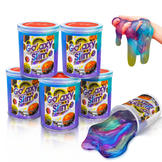 Kicko Marbled Unicorn Color Slime for Kids - 6 Pack Galaxy Slime Kit - Colorful Galaxy Sludge - Gooey Fidget Set for Sensory and Tactile Stimulation, Party Favors, Educational Game