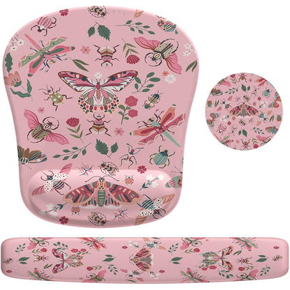 HAOCOO Gel Mouse Pad with Wrist Rest, Ergonomic Keyboard Wrist Rest Memory Foam for Computer Keyboard, 3 in 1 Mouse pad Set with Non-Slip PU Base, Easy Typing & Pain Relief (Pink)