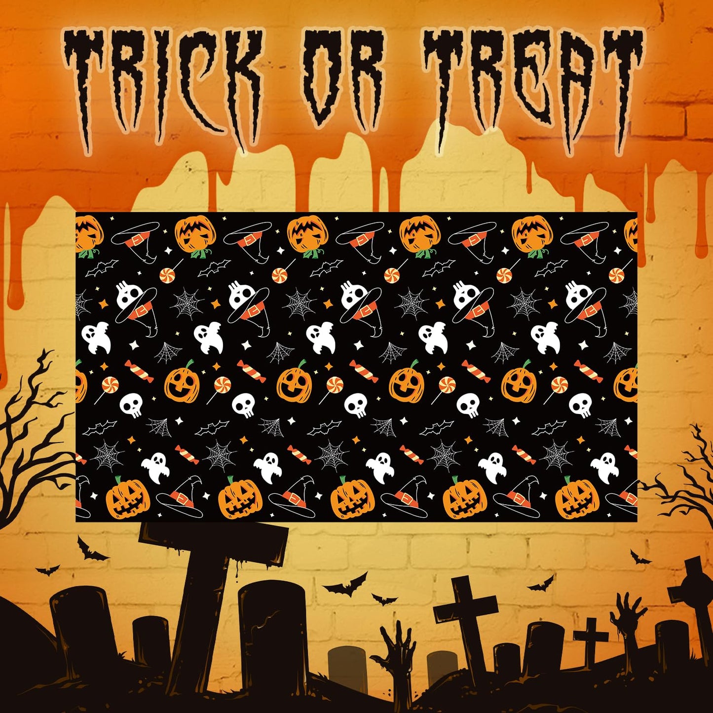 JHDZDHY 6 Pack Halloween Pumpkin Ghost Tablecloth, 54" x 108" Rectangular Plastic Spider Web Table Cloth Large Size Halloween Table Covers for Home Decor Party Decorations (Halloween Pumpkin Ghost)