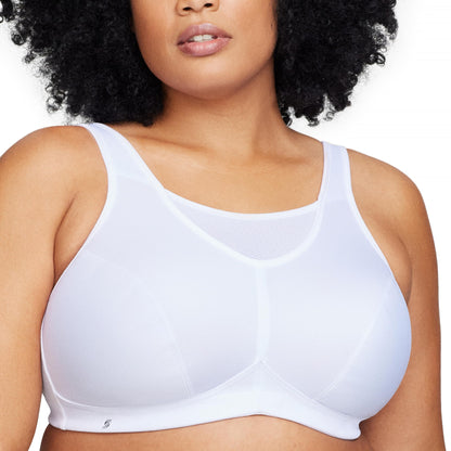 Full Figure Plus Size No-Bounce Camisole Sports Bra Wirefree #1066 White