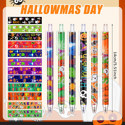 Leinuosen 72 Pieces Halloween Ballpoint Pen Retractable Gel Ink Pen Halloween Cute Cartoon Pens Holiday Pens for Office Stationary Writing Pen Halloween Home Decor Party Gift