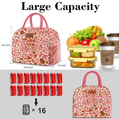 Coobiiya Lunch Bag Women, Lunch Box for Women Adult Men, Small Leakproof Cute Lunch Tote Large Capacity Reusable Insulated Cooler Lunch Container for Work/Office/Picnic/Travel-Pink Leopard