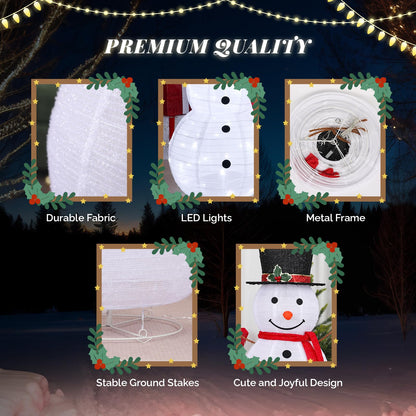 VINGLI Snowman Outdoor Christmas Decorations with 90 LED Lights, Lighted Snowman with Top Hat Holiday Ornaments Yard Decor for Home, Lawn and Front Yard-4 FT