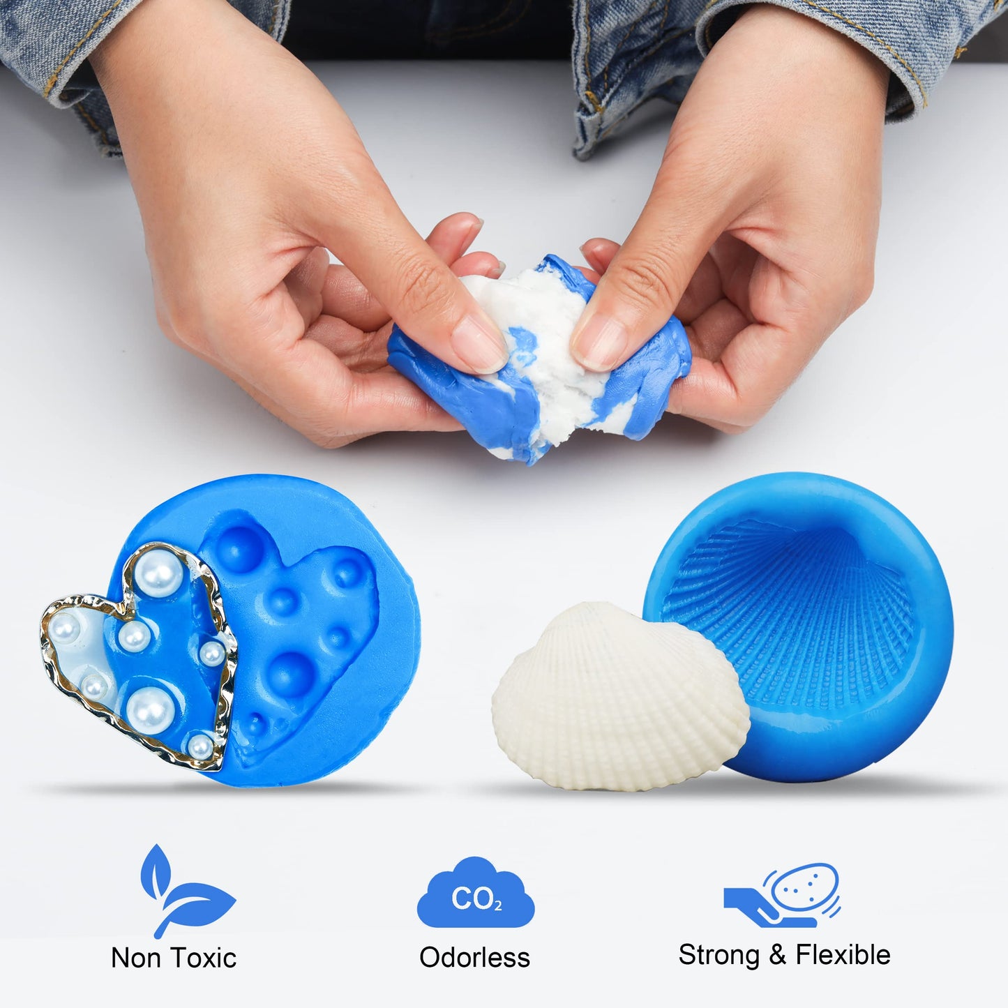 LET'S RESIN Silicone Putty, 1LB/40A Mold Making Kit, Non-Toxic, Strong & Flexible, Easy 1:1 Mixing Ratio for Reusable Silicone Molds, Resin, Soap