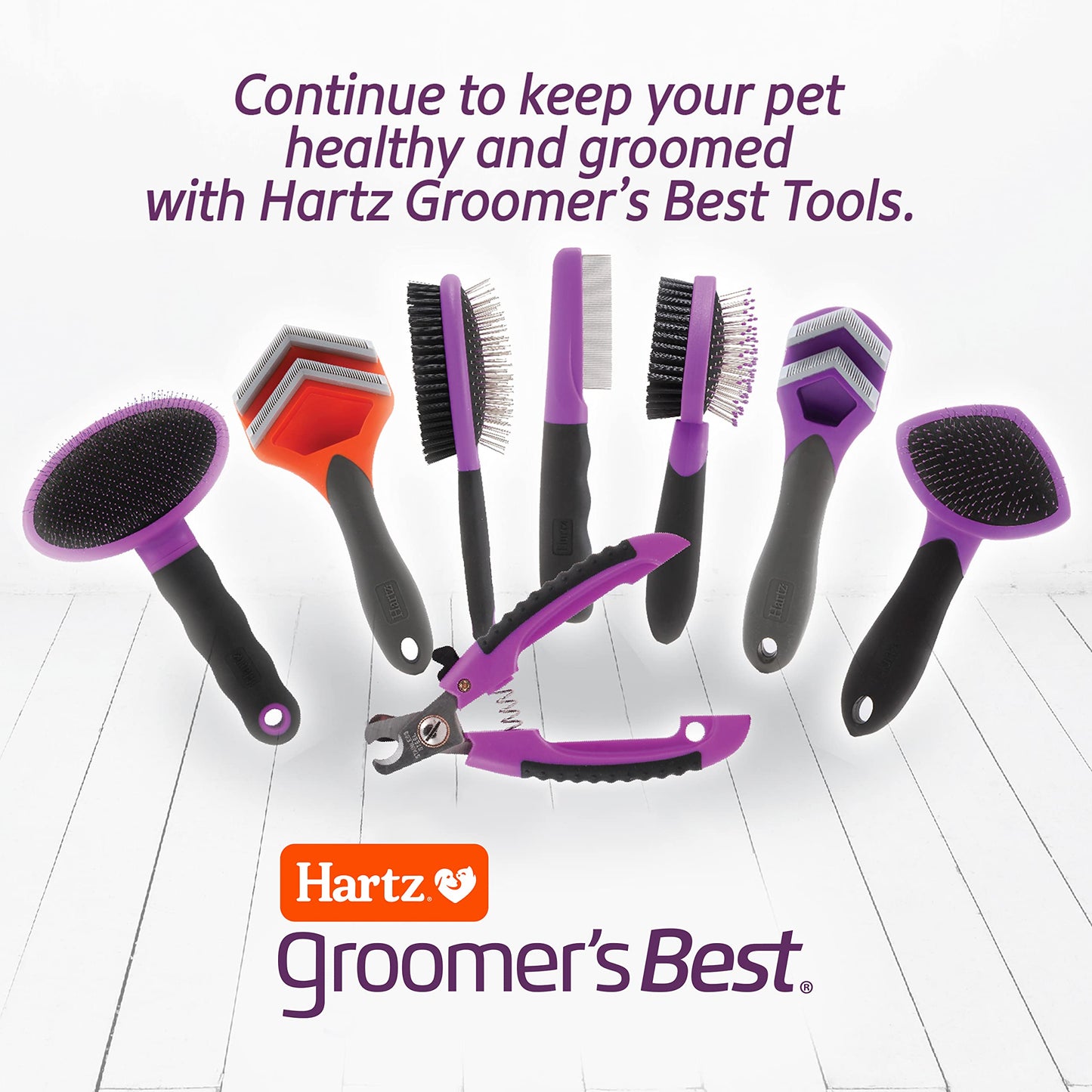 Hartz Groomer's Best Small Slicker Brush for Cats and Small Dogs, Black/Violet, 1 Count