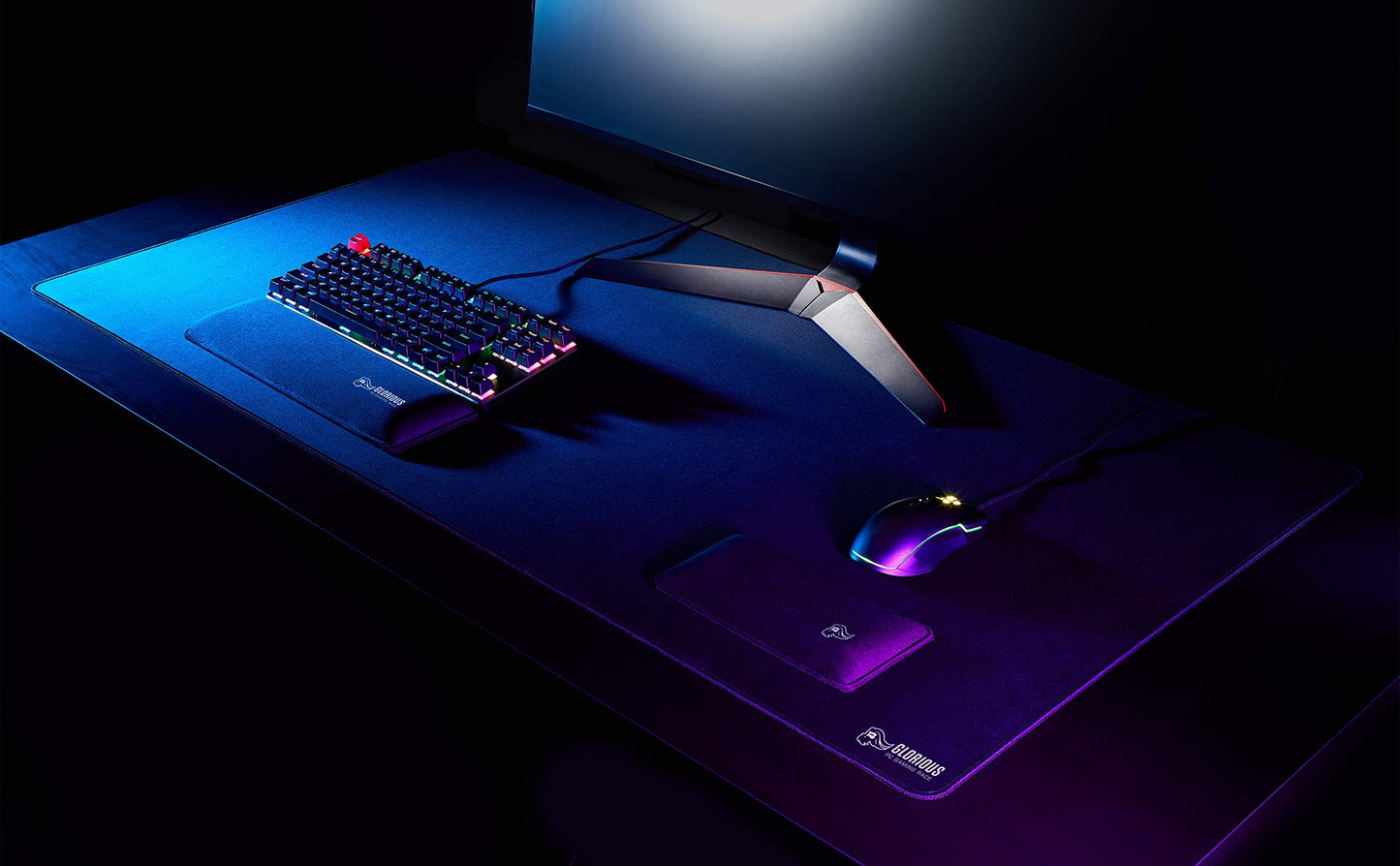 Glorious 3XL Extended Gaming Mouse Mat/Pad - Large, Wide (3XL Extended) Black Cloth Mousepad, Stitched Edges | 24"x48" (G-3XL)
