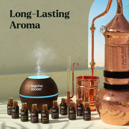 Lagunamoon Essential Oils Set - Top 6 Blends for Diffusers, Home Care, Candle Making Scents, Fragrance, Aromatherapy, Humidifiers, Gifts - Peppermint, Tea Tree, Lavender, Eucalyptus, Orange (10mL)